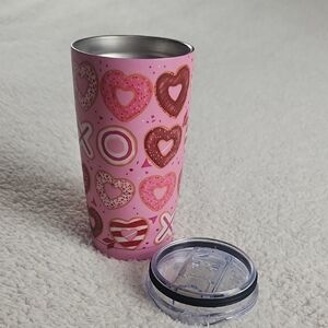 Pink Heart Pattern Tumbler - Valentine's Design 20oz